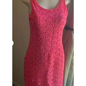 Jennifer Lopez Coral Crochet Tank Mini Bodycon Dress Size 6